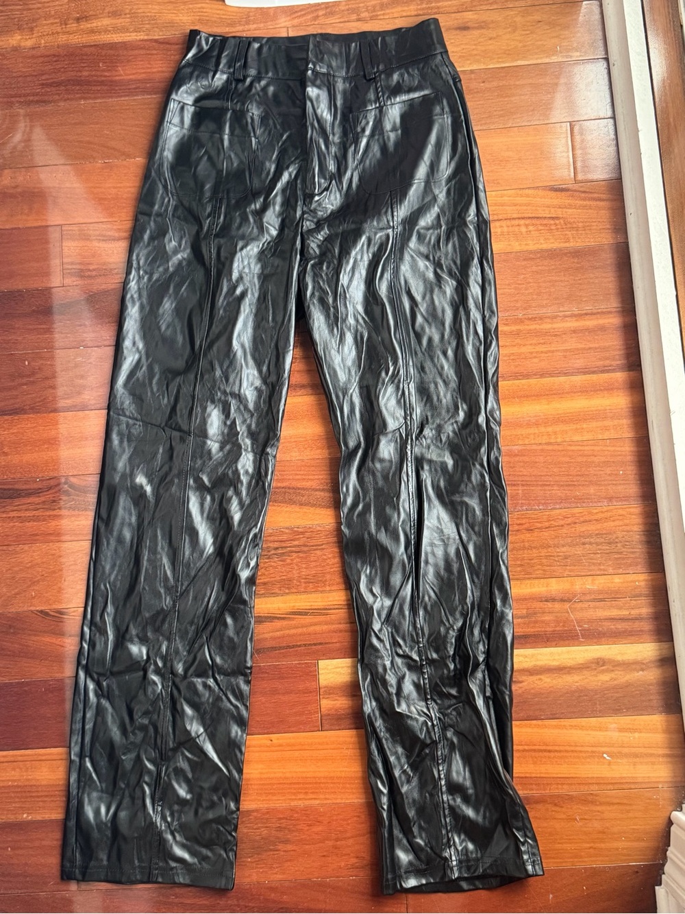 Black Faux Leather Straight leg Women’s Size 2 Tailored Pants